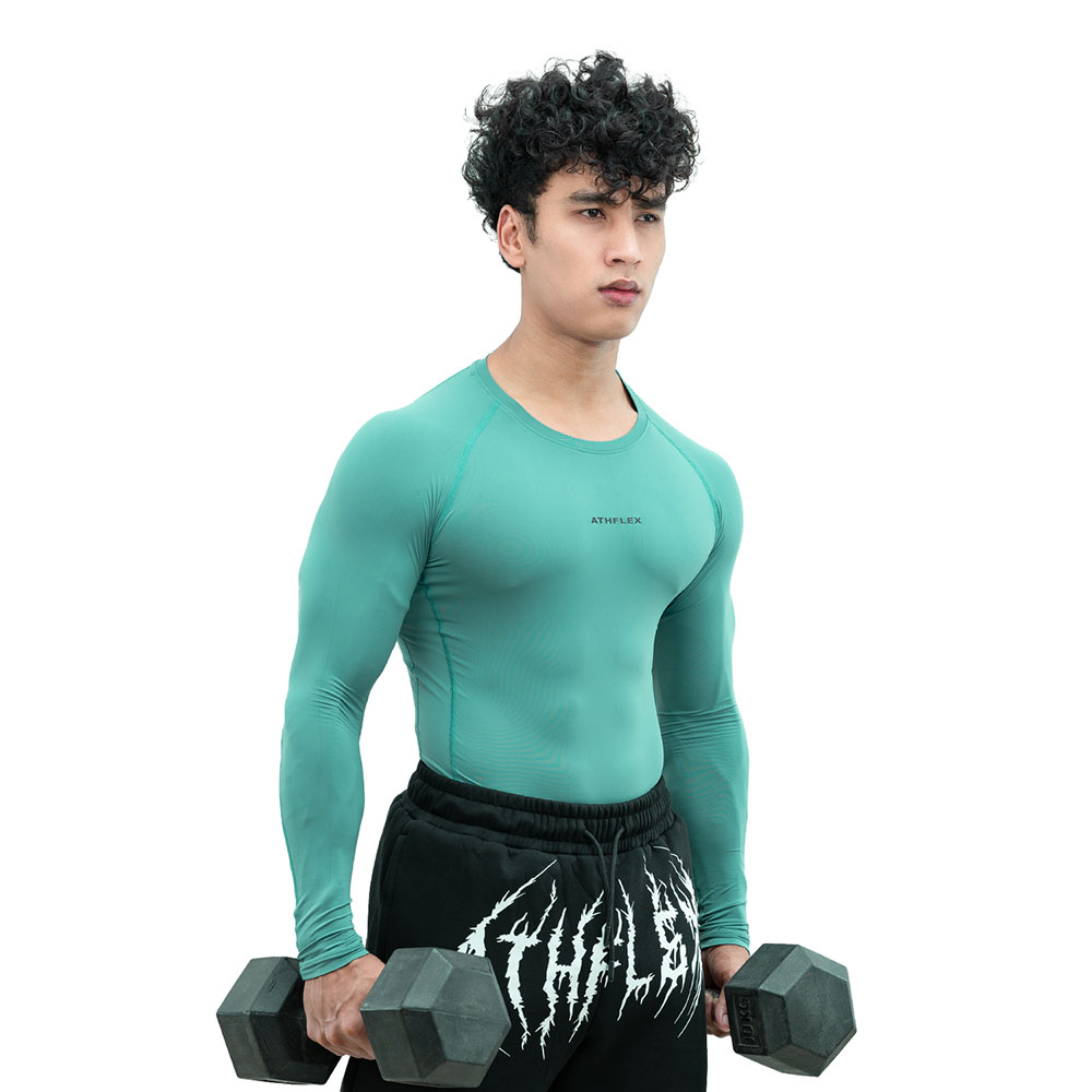 2 - Athflex Men's Full Sleeve Ace Compression T-Shirt,  XXL  Sea Green 