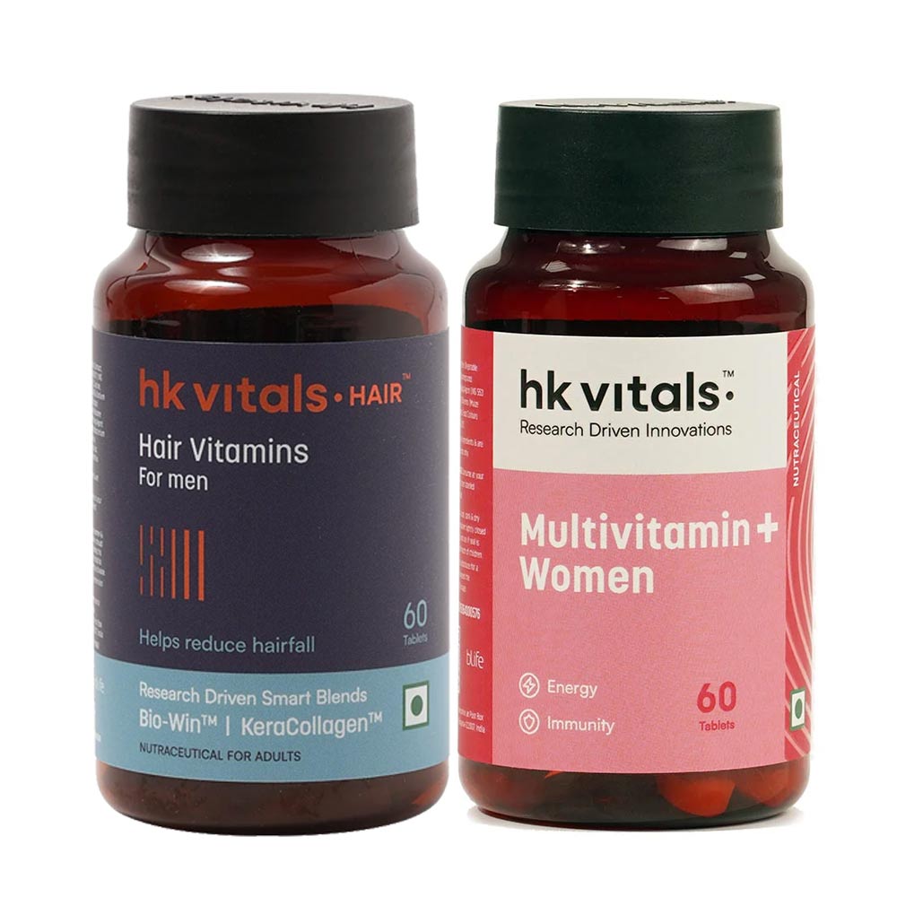 HealthKart HK Vitals Multivitamin Plus Women & Hair Vitamins for Men 60 Caps Combo-image-19