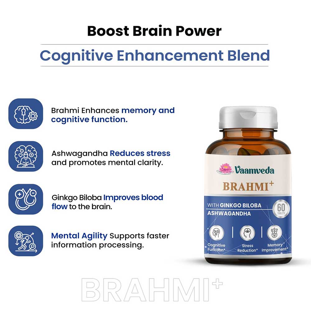 3 - Vaamveda Brahmi+ with Ginkgo Biloba & Ashwagandha,  120 tablet(s) 