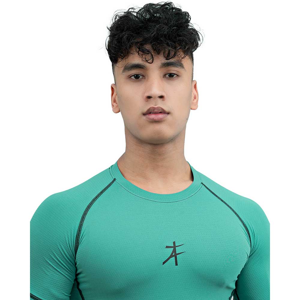 6 - Athflex Men's Muscle Fit Half Sleeve Textured Compression T-Shirt,  XXL  Bayside Green 