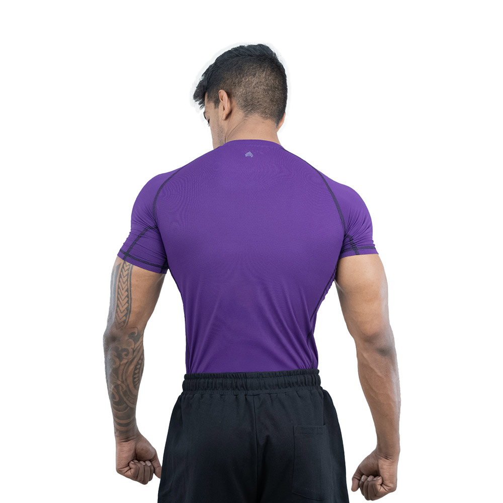 4 - Athflex Men's Muscle Fit Half Sleeve Textured Compression T-Shirt,  Large  Purple 