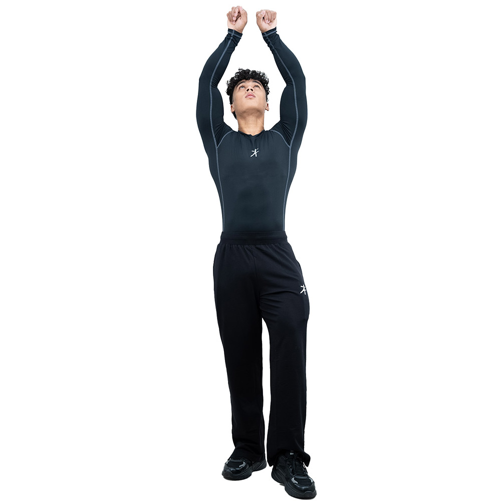 6 - Athflex Men's Muscle Fit Full Sleeve Textured Compression T-Shirt,  Medium  Black 