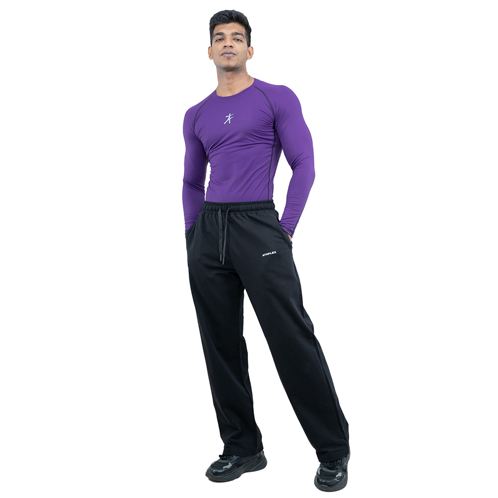 6 - Athflex Men's Muscle Fit Full Sleeve Textured Compression T-Shirt,  XXL  Purple 