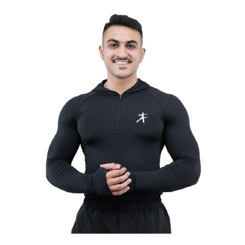 2 - Athflex Men's Performance Assassin Compression Hoodie,  Black  Medium 