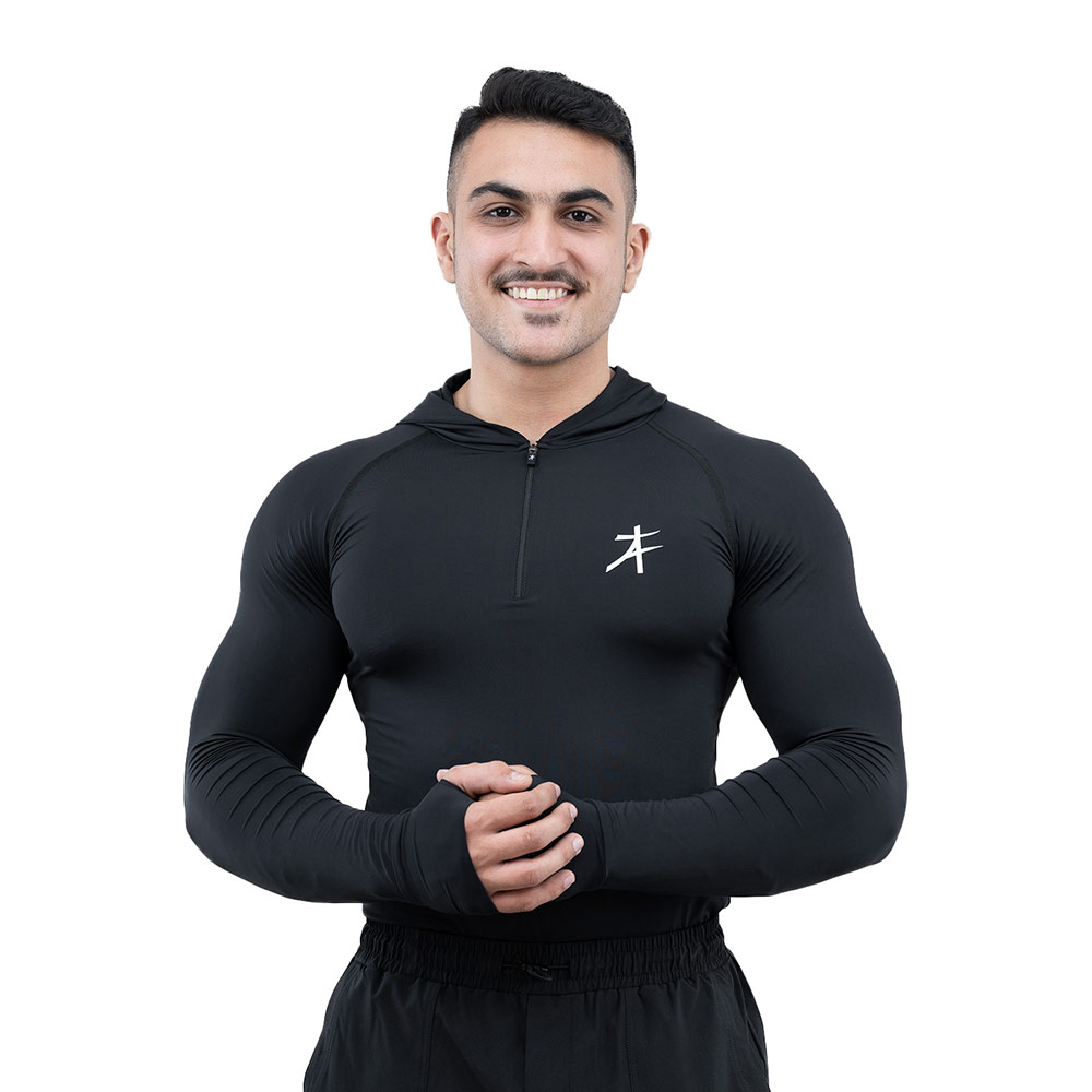 2 - Athflex Men's Performance Assassin Compression Hoodie,  Black  Medium 