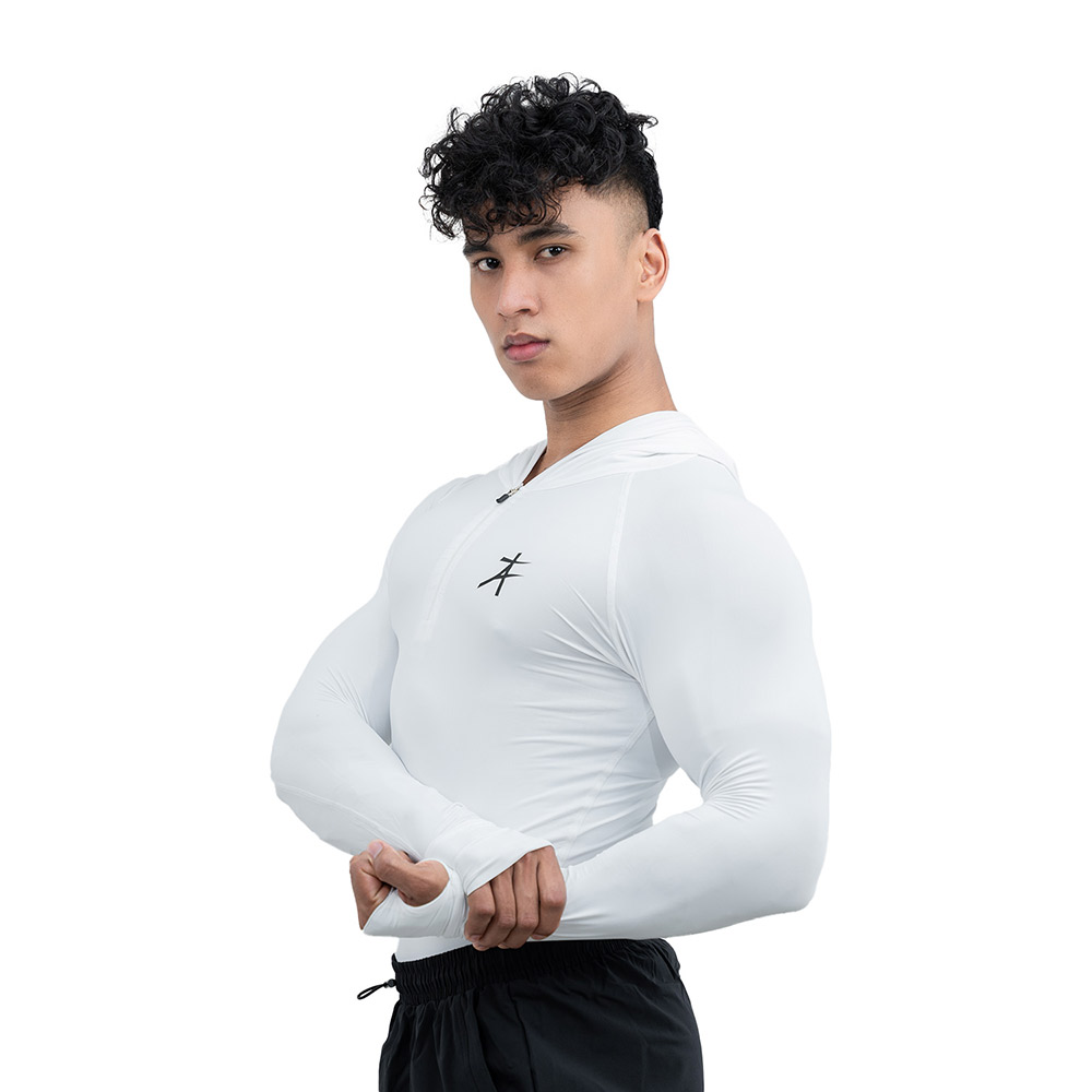 3 - Athflex Men's Performance Assassin Compression Hoodie,  White  Small 