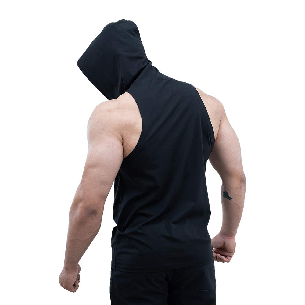 6 - Athflex Men's Activewear Training Sleeveless Gym and Sports Hoodie,  Black  Large 