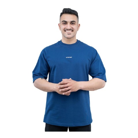 1 - Athflex Men's Oversized T-Shirt,  Large  Deep Blue 