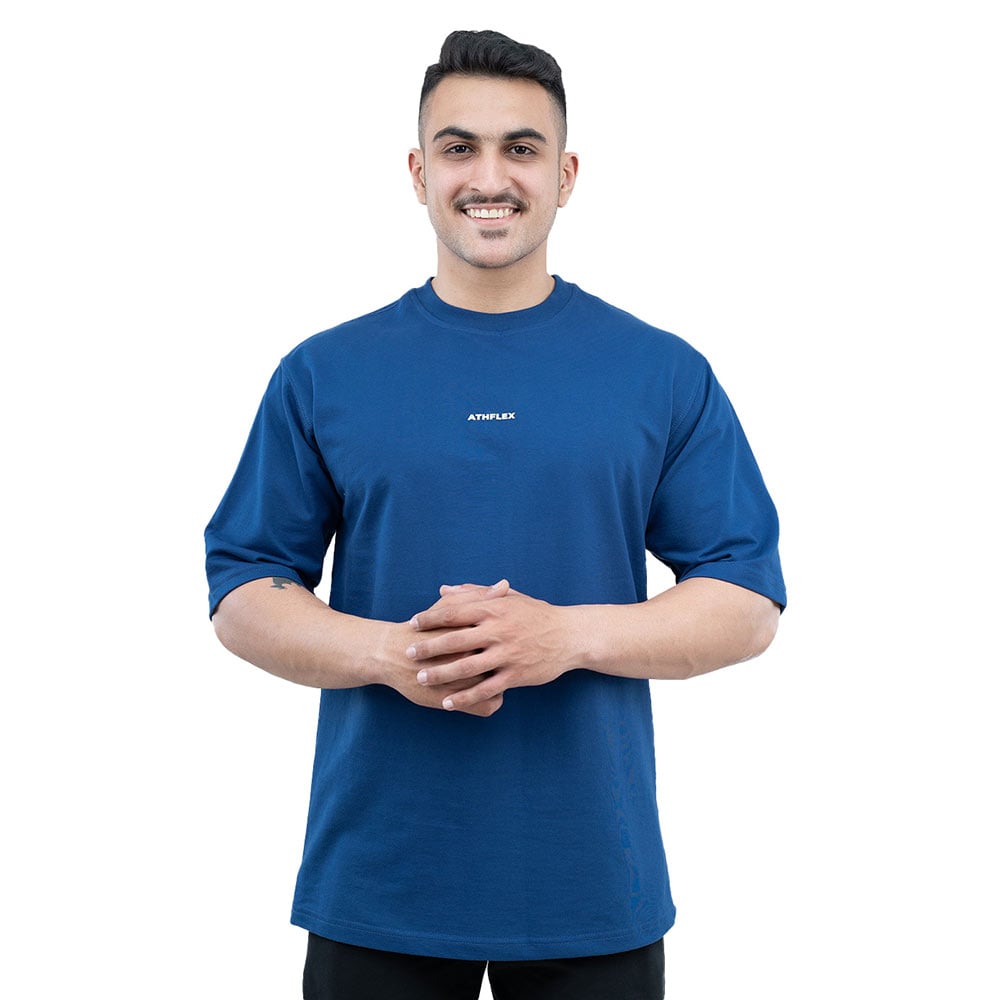 1 - Athflex Men's Oversized T-Shirt,  XXL  Deep Blue 