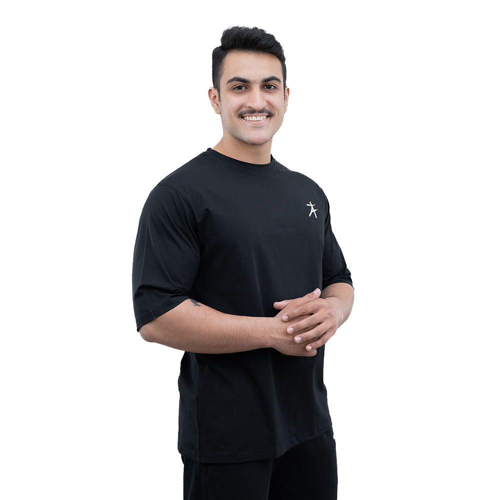 4 - Athflex Men's Premium Training Oversize Half-Sleeve T-Shirt,  XXL  Black 