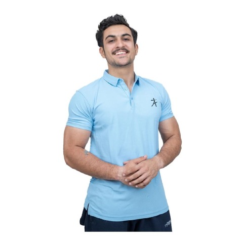 1 - Athflex Men's Regular Fit Half Sleeve Pique Polo T-Shirt,  XXL  Azure Blue 