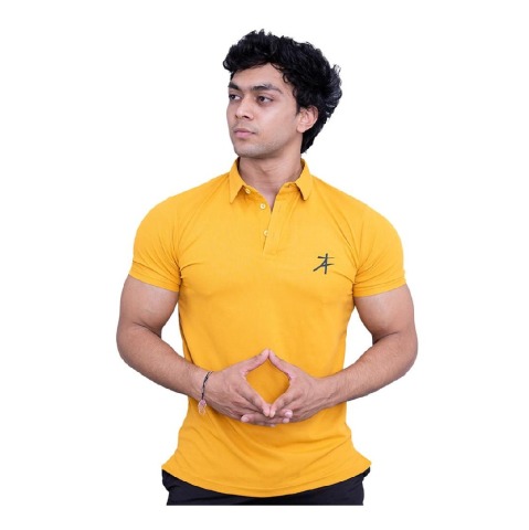 1 - Athflex Men's Regular Fit Half Sleeve Pique Polo T-Shirt,  XXL  Corn Yellow 