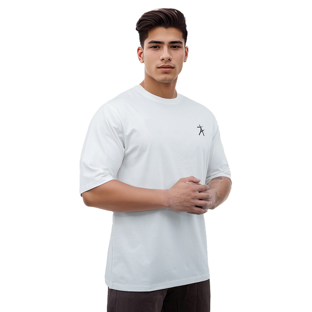 4 - Athflex Men's Premium Training Oversize Half-Sleeve T-Shirt,  Large  White 