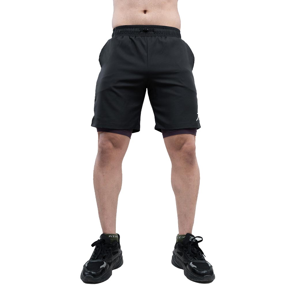 3 - Athflex Men's Nylon-Spandex Workout 2in1 Shorts,  Large  Black 