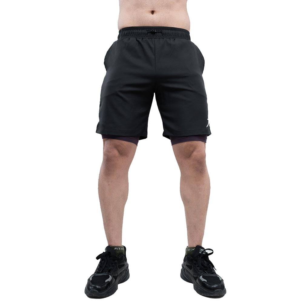3 - Athflex Men's Nylon-Spandex Workout 2in1 Shorts,  Medium  Black 