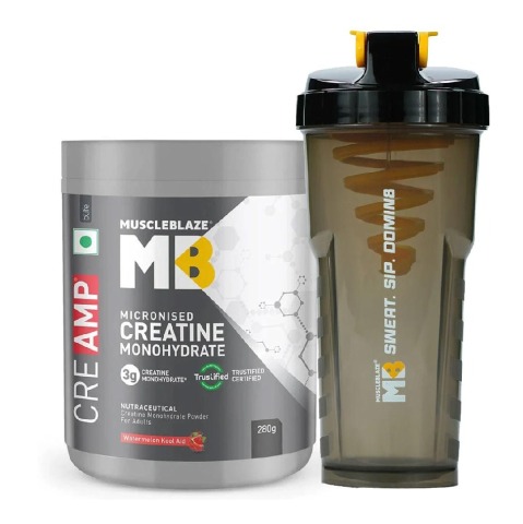 MuscleBlaze Creatine Monohydrate CreAMP Watermelon Kool Aid 0.61 lb & Shaker 650 ml