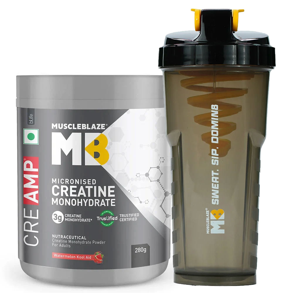 MuscleBlaze Creatine Monohydrate CreAMP Watermelon Kool Aid 0.61 lb	& Shaker 650 ml