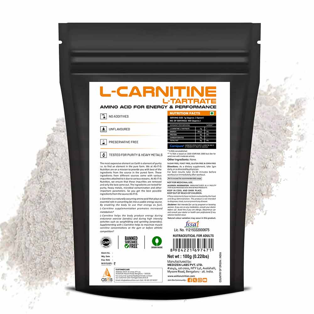 AS-IT-IS Nutrition L Carnitine L Tartarate,  0.22 lb  Unflavoured 