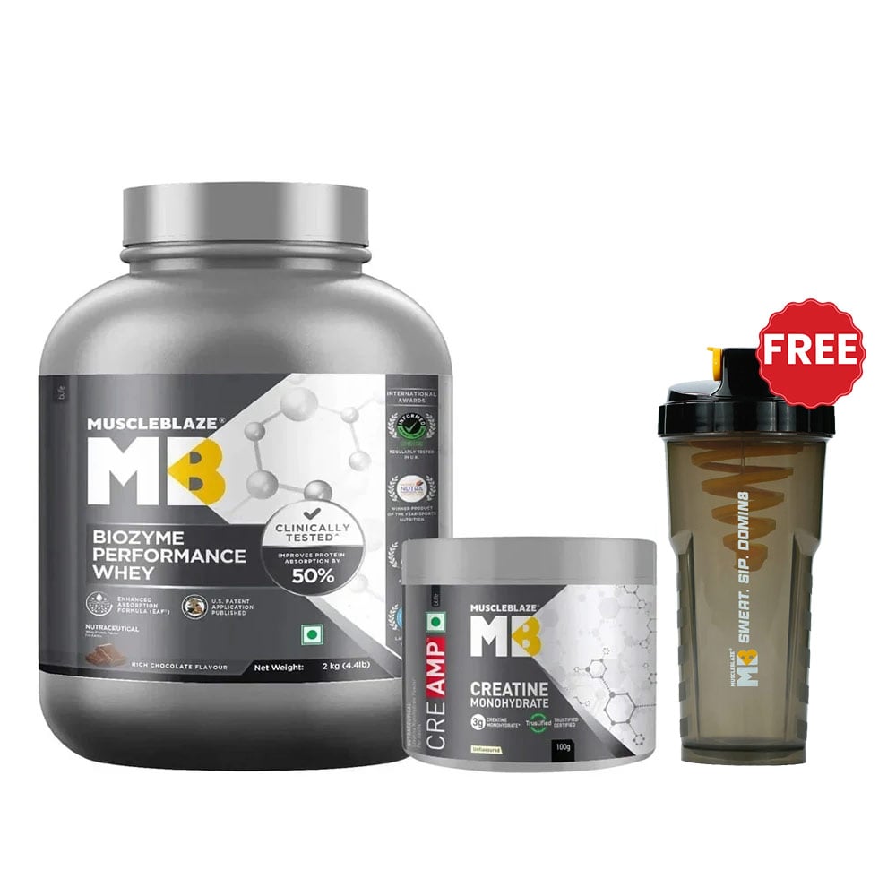 MuscleBlaze Biozyme Performance Whey 2kg Rich Chocolate & Creatine Monohydrate CreAMP 100g Combo-picture-43