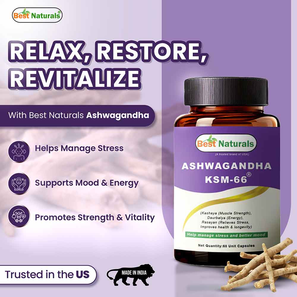 1 - Best Naturals Ashwagandha KSM-66,  60 capsules 