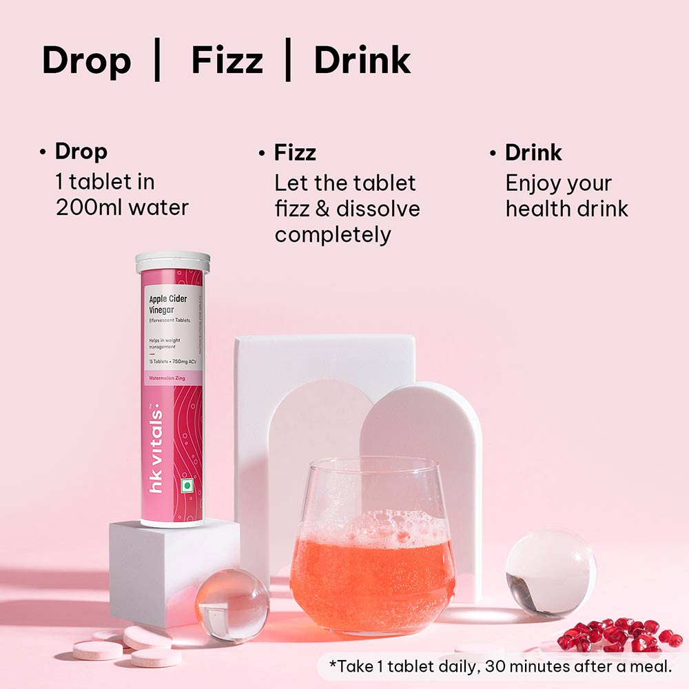 6 - HK Vitals ACV Effervescent 750 mg,  60 tablet(s)  Watermelon