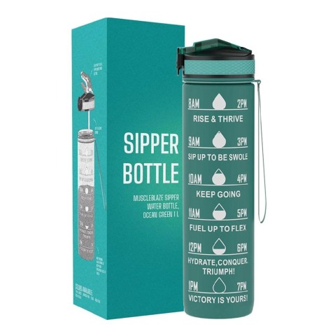 1 - MuscleBlaze Sipper Water Bottle, Ocean Green 1 L