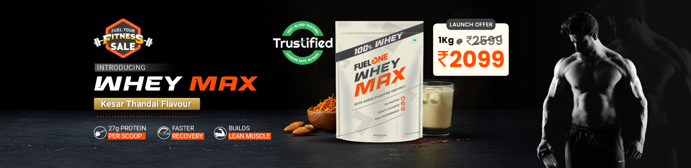 Launch: Fuel One Whey Max, 1 kg (2.2 lb) Kesar Thandai @ 2099
