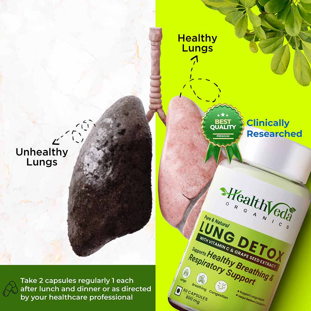 5 - Health Veda Organics Lung Detox with Vitamin C & Grape Seed Extract,  60 capsules 