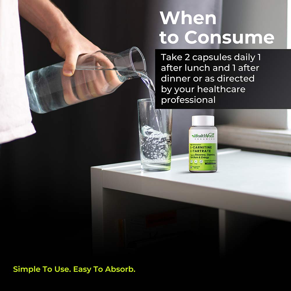 6 - Health Veda Organics L-Carnitine L-Tartrate,  60 capsules  Unflavoured 