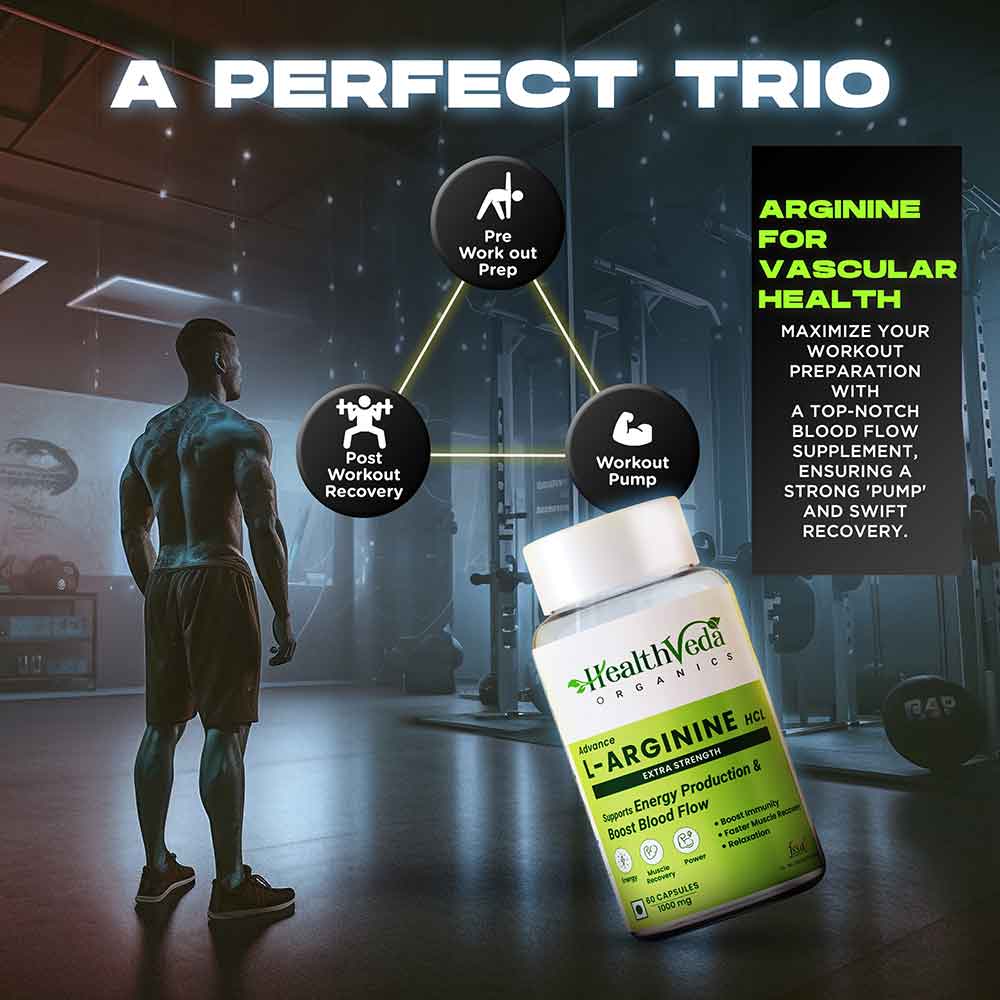 4 - Health Veda Organics L Arginine 1000 mg,  60 capsules 