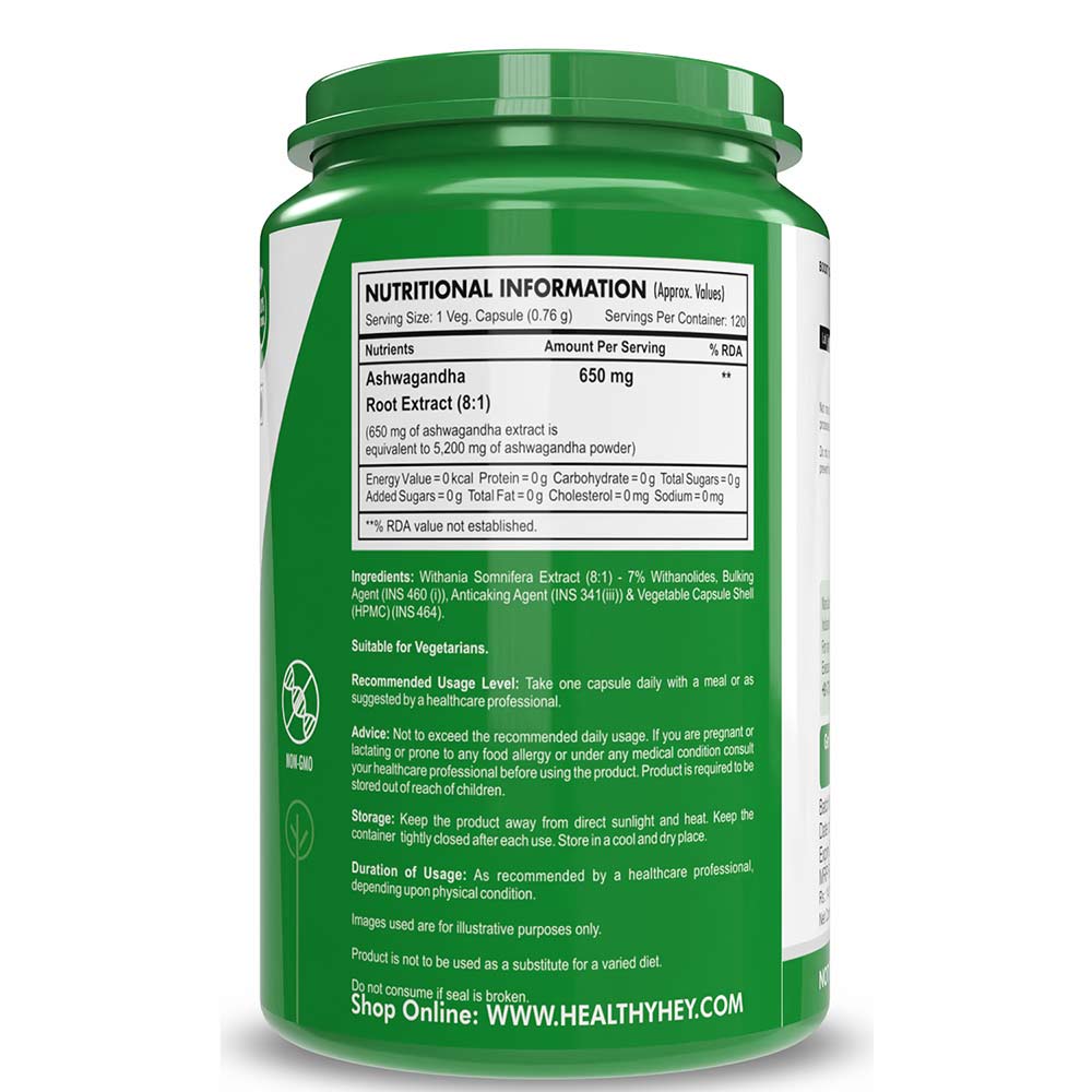 3 - HealthyHey Nutrition Herbal Ashwagandha Root Extract,  120 veggie capsule(s) 