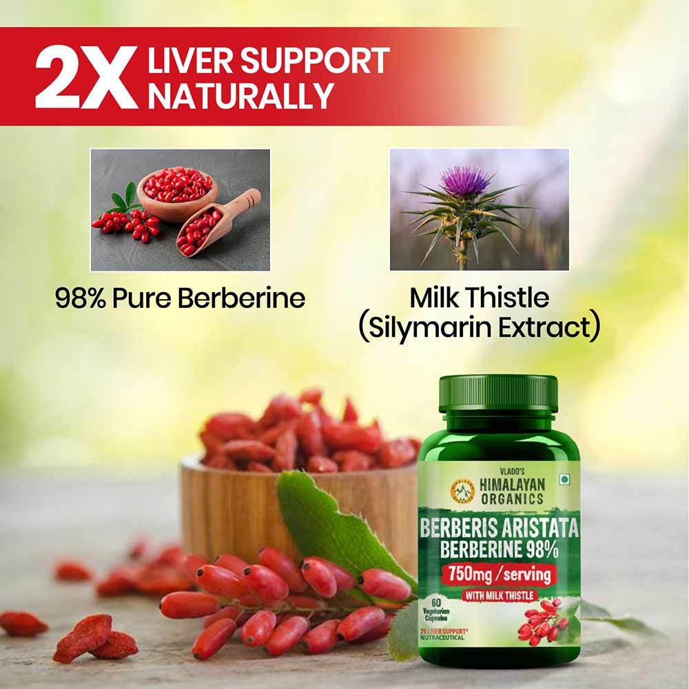 4 - Vlado's Himalayan Organics Berberis Aristata Berberine 98% with Milk Thistle,  60 veggie capsule(s) 