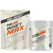 Fuel One Whey Max 2.2 lb Chocolate & Creatine Monohydrate Unflavoured 0.22 lb Combo