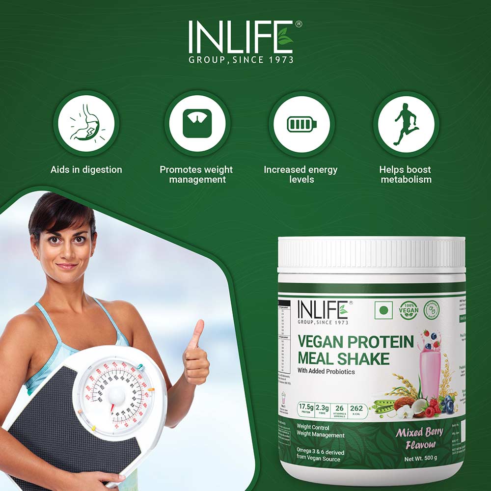 8 - INLIFE Vegan Protein Meal Shake,  0.5 kg  Mixed Berry 