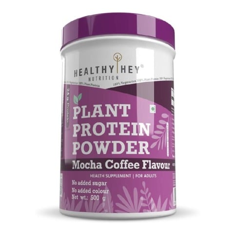 1 - HealthyHey Nutrition Plant Protein Powder,  1.1 lb  Mocha Coffe 