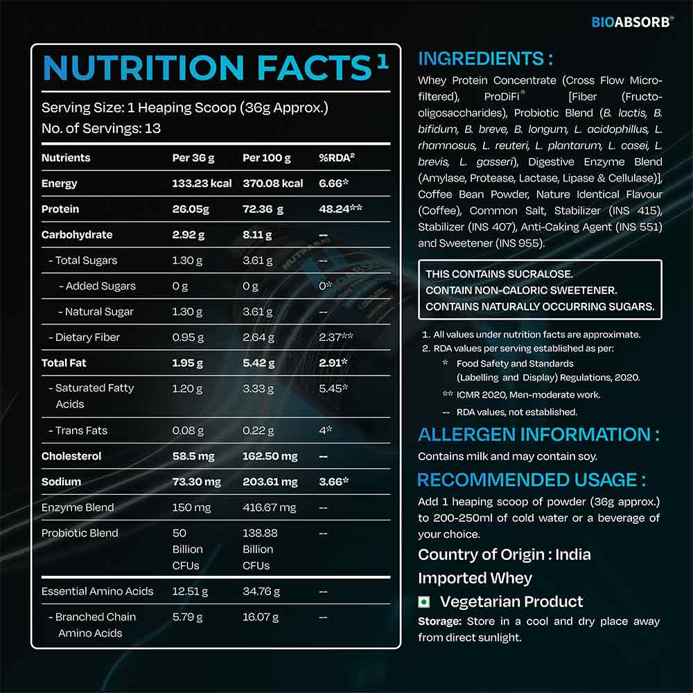 6 - Nutrabay BioAbsorb Whey Protein,  1.1 lb  Dalgona Coffee 
