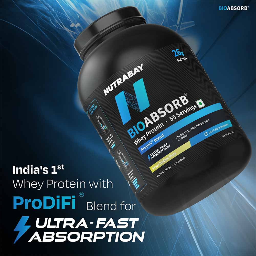 2 - Nutrabay BioAbsorb Whey Protein,  4.4 lb  Kesar Badam Pista 