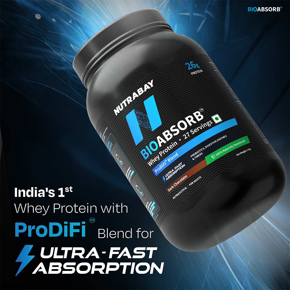 9 - Nutrabay BioAbsorb Whey Protein,  2.2 lb  Dark Chocolate 