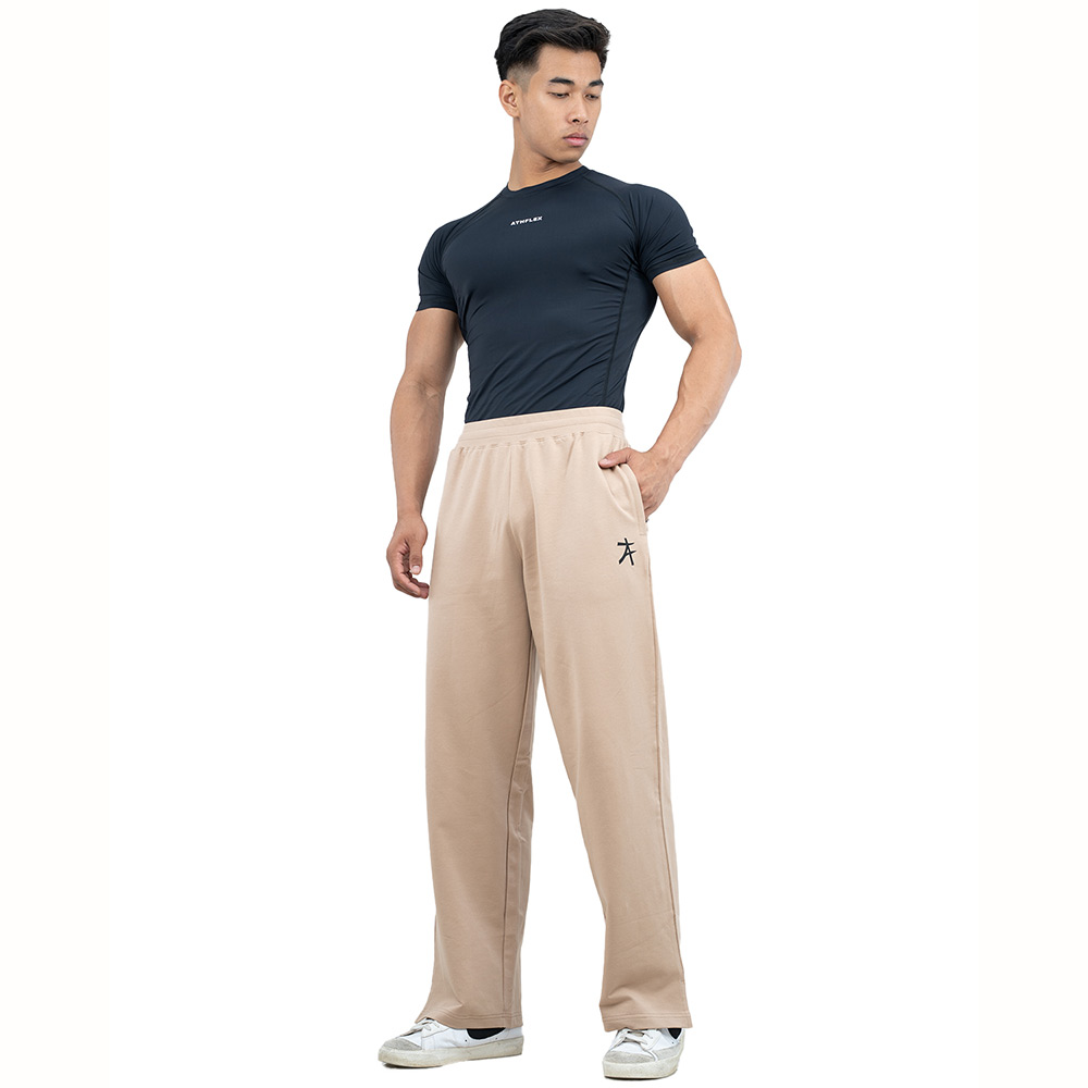 8 - Athflex Men's Straight Fit Classic Workout Pants,  Cream  Small 