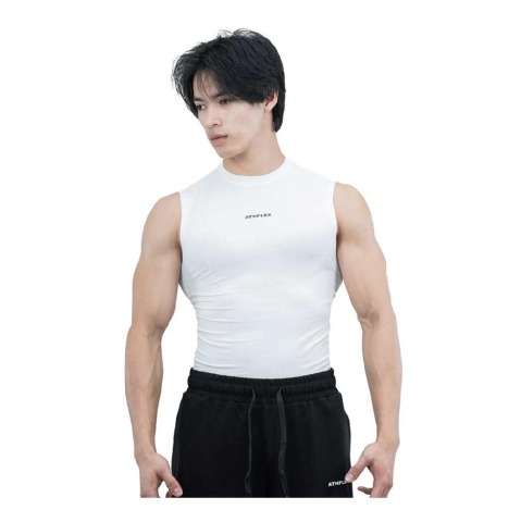 1 - Athflex Men's Sleeveless Ace Compression Tank,  Large  White 