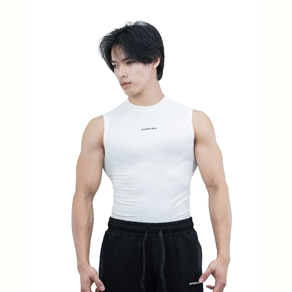 1 - Athflex Men's Sleeveless Ace Compression Tank,  XXL  White 