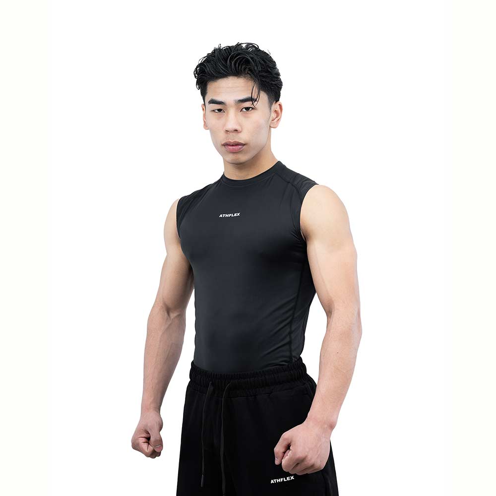 2 - Athflex Men's Sleeveless Ace Compression Tank,  Large  Black 