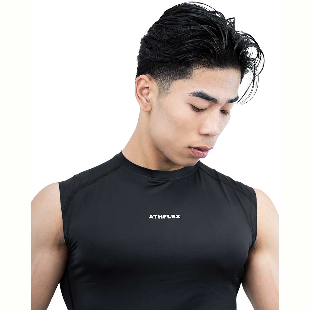 5 - Athflex Men's Sleeveless Ace Compression Tank,  Medium  Black 