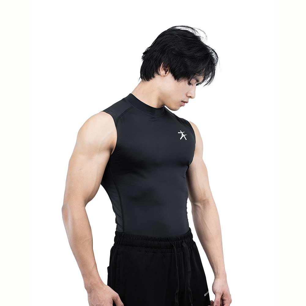 2 - Athflex Men's Sleeveless Hustle Highneck Compression Tank,  Medium  Black 