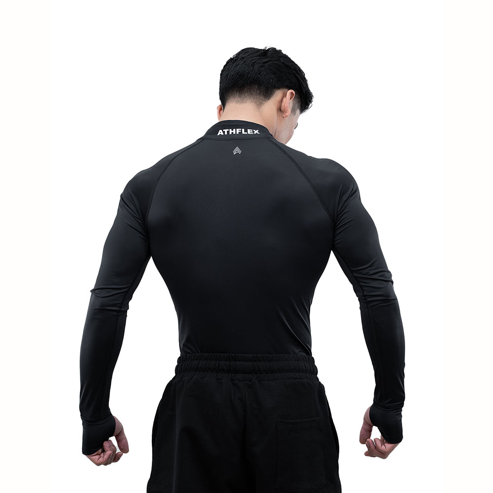3 - Athflex Men's Compression Fit Hustle Highneck Pullover,  Black  Small 