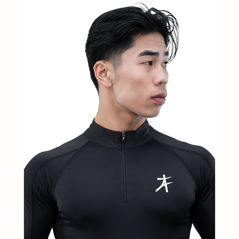 5 - Athflex Men's Compression Fit Hustle Highneck Pullover,  Black  Large 