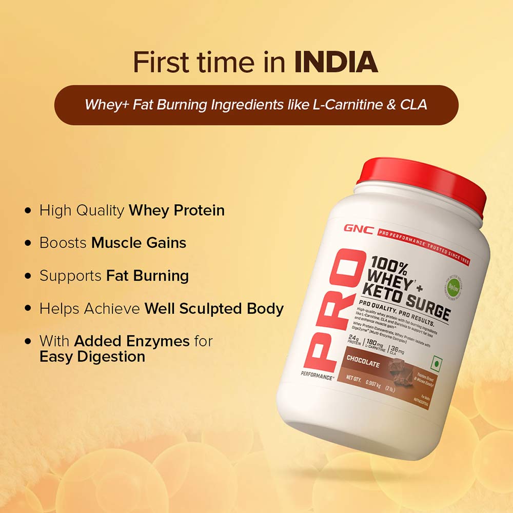 6 - GNC Pro Performance 100% Whey + Keto Surge,  2 lb  Chocolate 