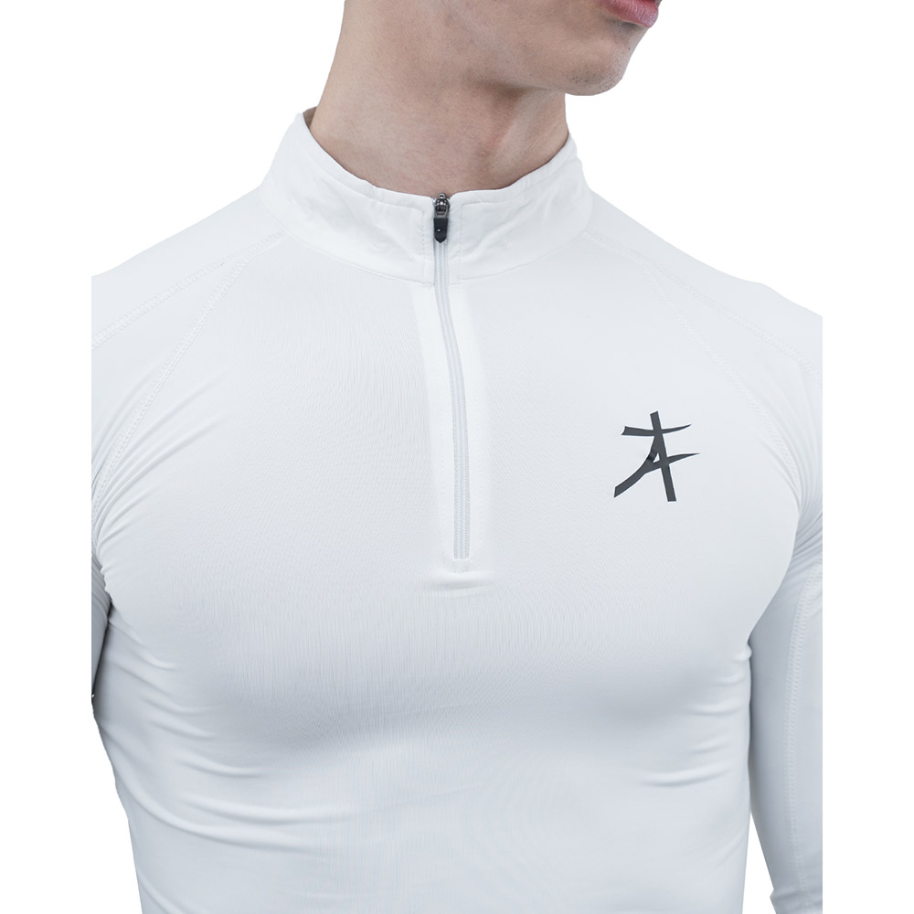5 - Athflex Men's Compression Fit Hustle Highneck Pullover,  White  XL 