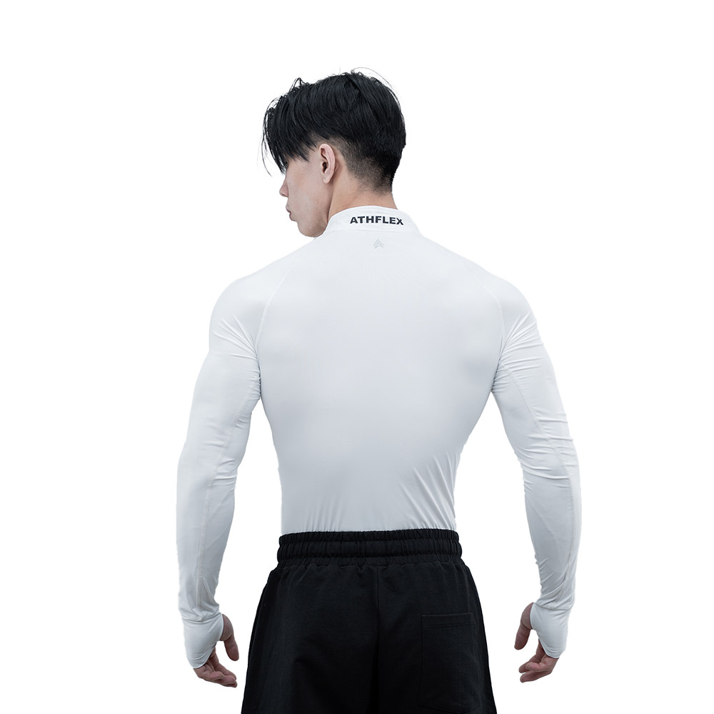3 - Athflex Men's Compression Fit Hustle Highneck Pullover,  White  XL 
