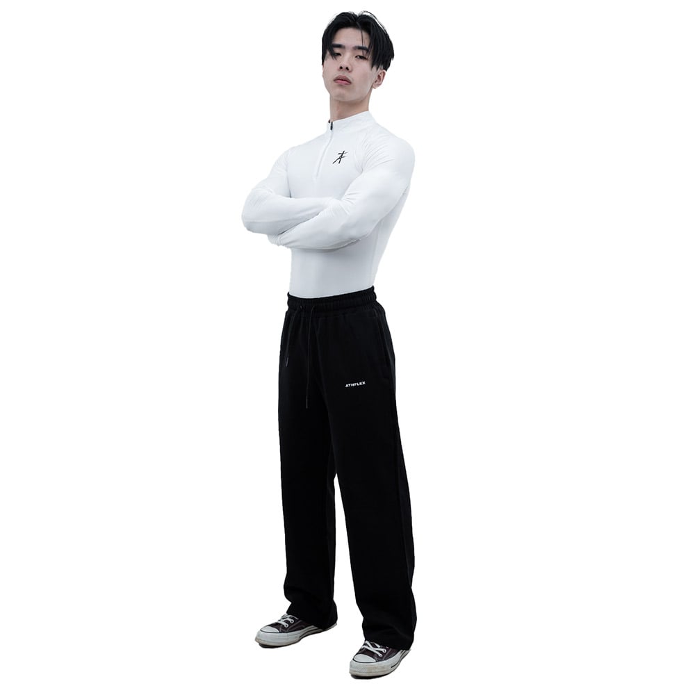 8 - Athflex Men's Compression Fit Hustle Highneck Pullover,  White  Large 